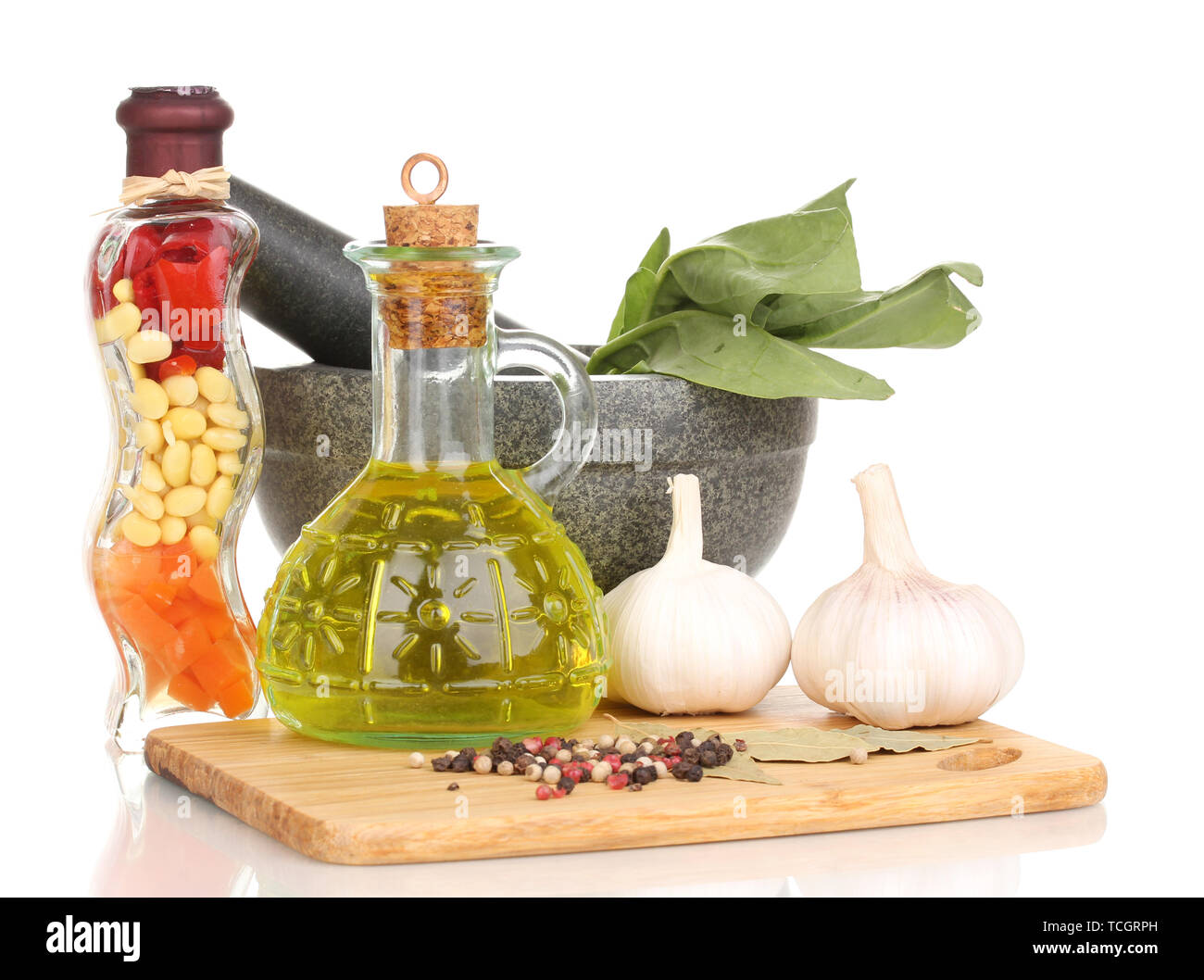 Set of ingredients and spice for cooking isolated on white Stock Photo ...