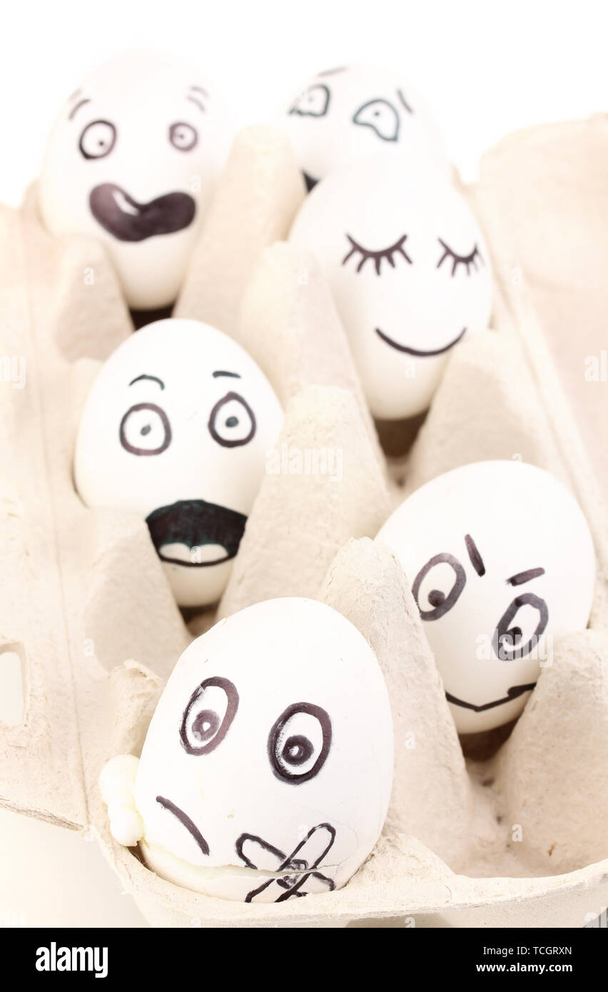 White eggs with funny faces Stock Photo - Alamy