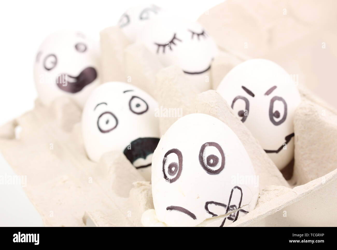 White eggs with funny faces Stock Photo - Alamy