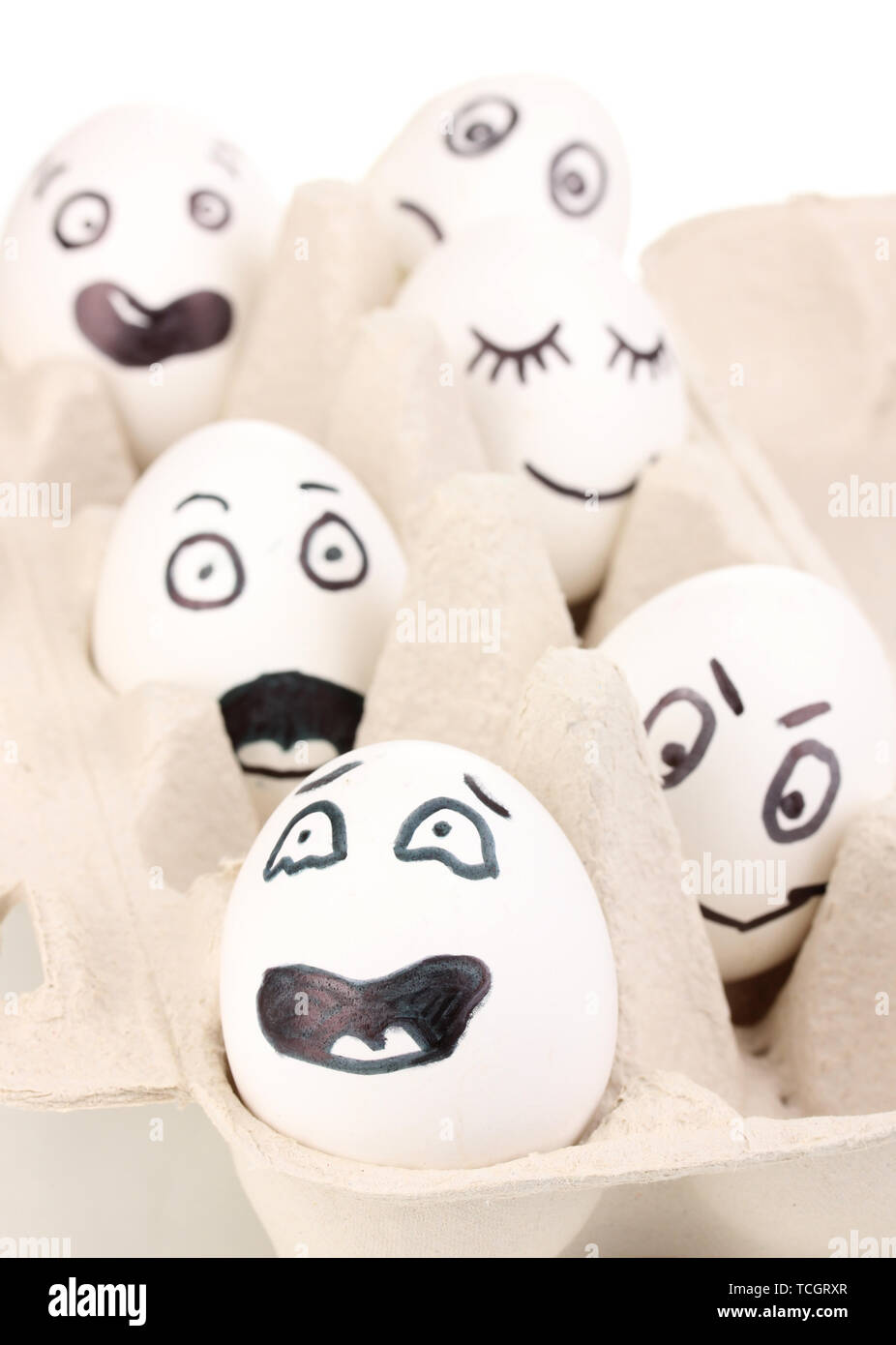 White eggs with funny faces Stock Photo - Alamy