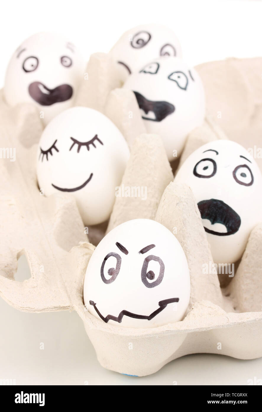 White eggs with funny faces Stock Photo - Alamy