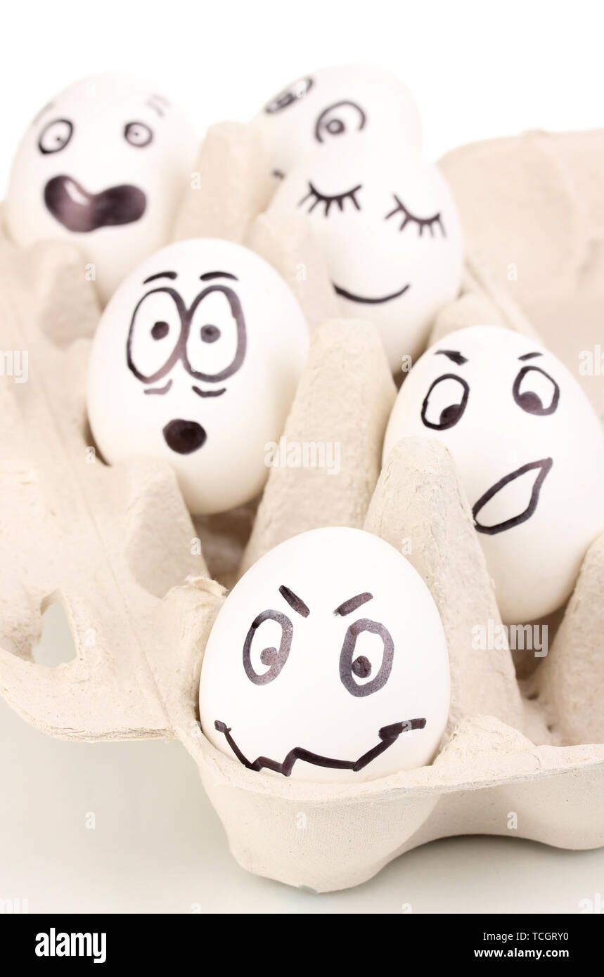 White eggs with funny faces Stock Photo - Alamy