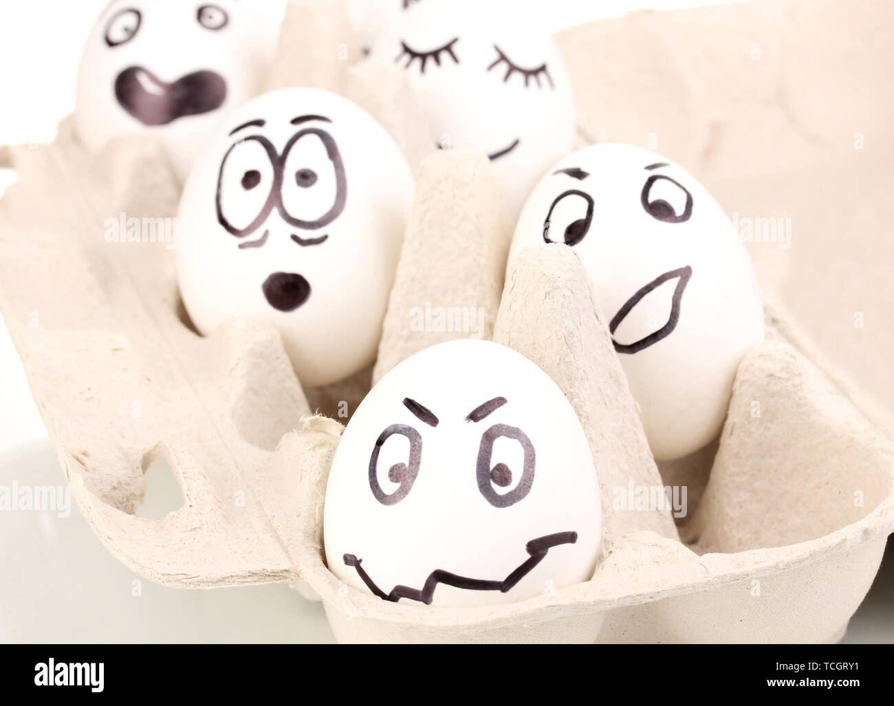 White eggs with funny faces Stock Photo - Alamy