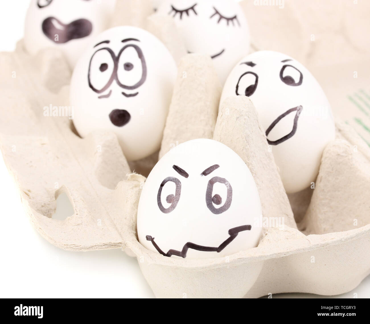 White eggs with funny faces Stock Photo - Alamy