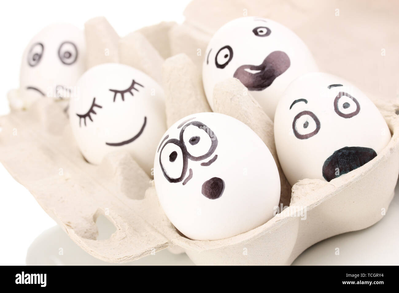 White eggs with funny faces Stock Photo - Alamy