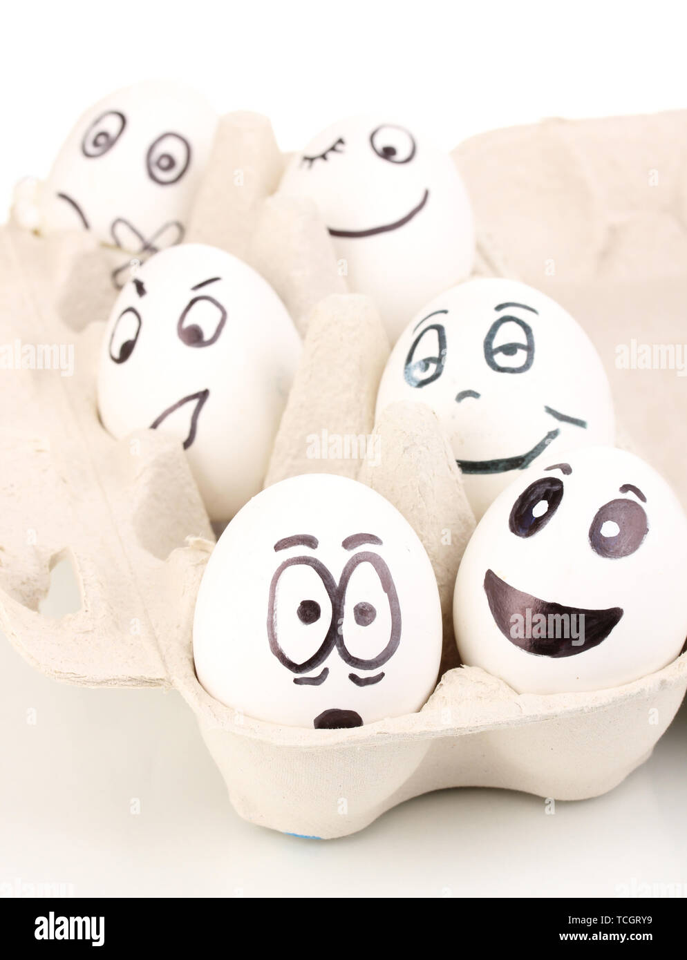 White eggs with funny faces Stock Photo - Alamy