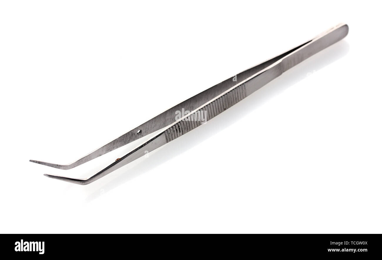 Medical tweezers isolated on white Stock Photo Alamy