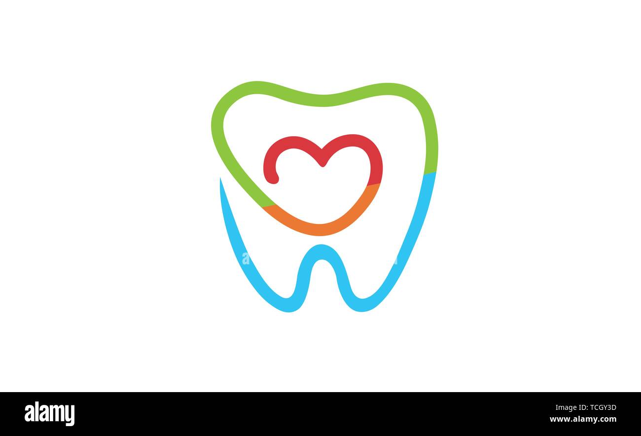 Creative Teeth Heart Inside Logo Design Symbol Illustration Stock Vector