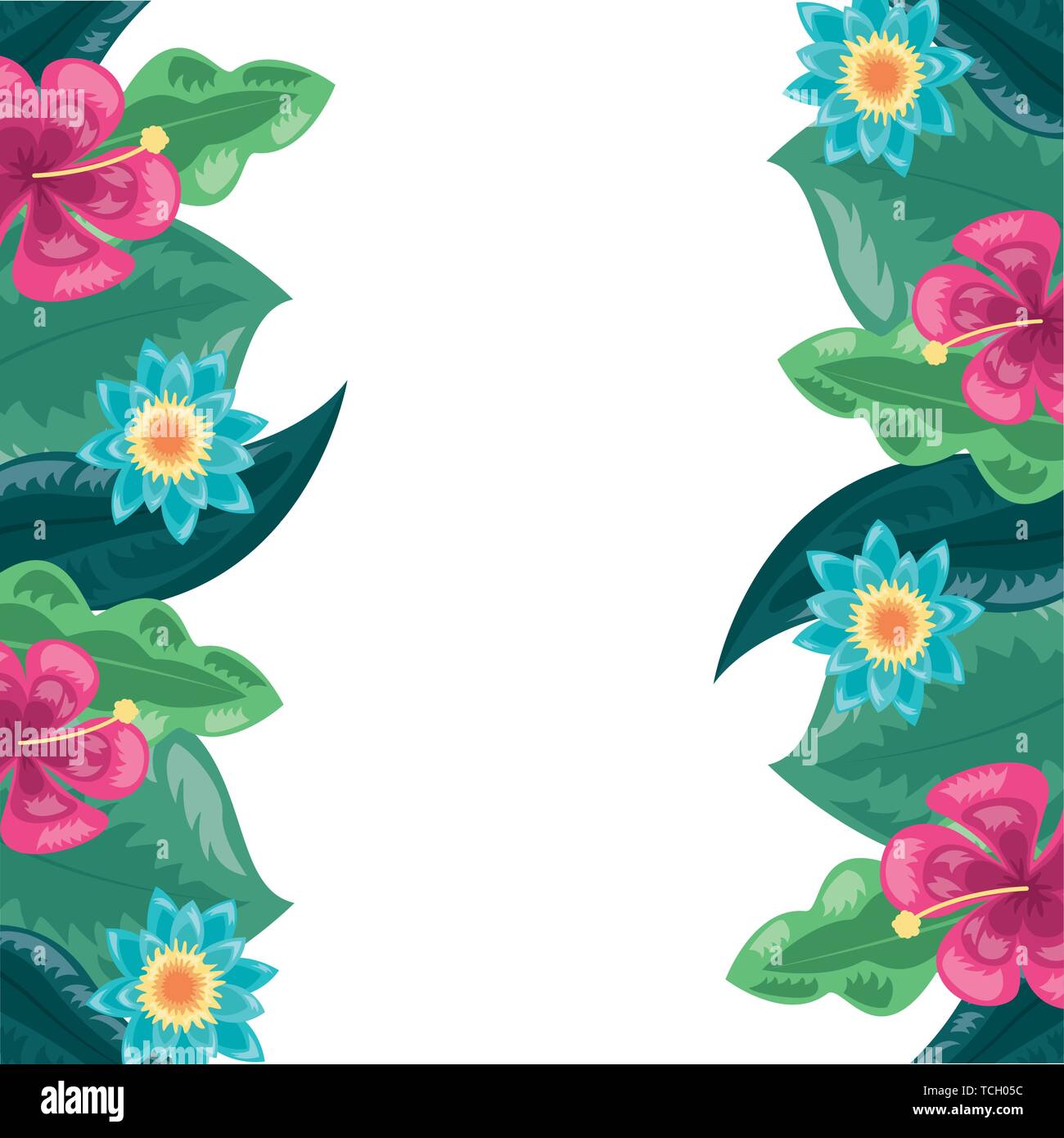 tropical flowers exotic foliage leaves Stock Vector Image & Art - Alamy