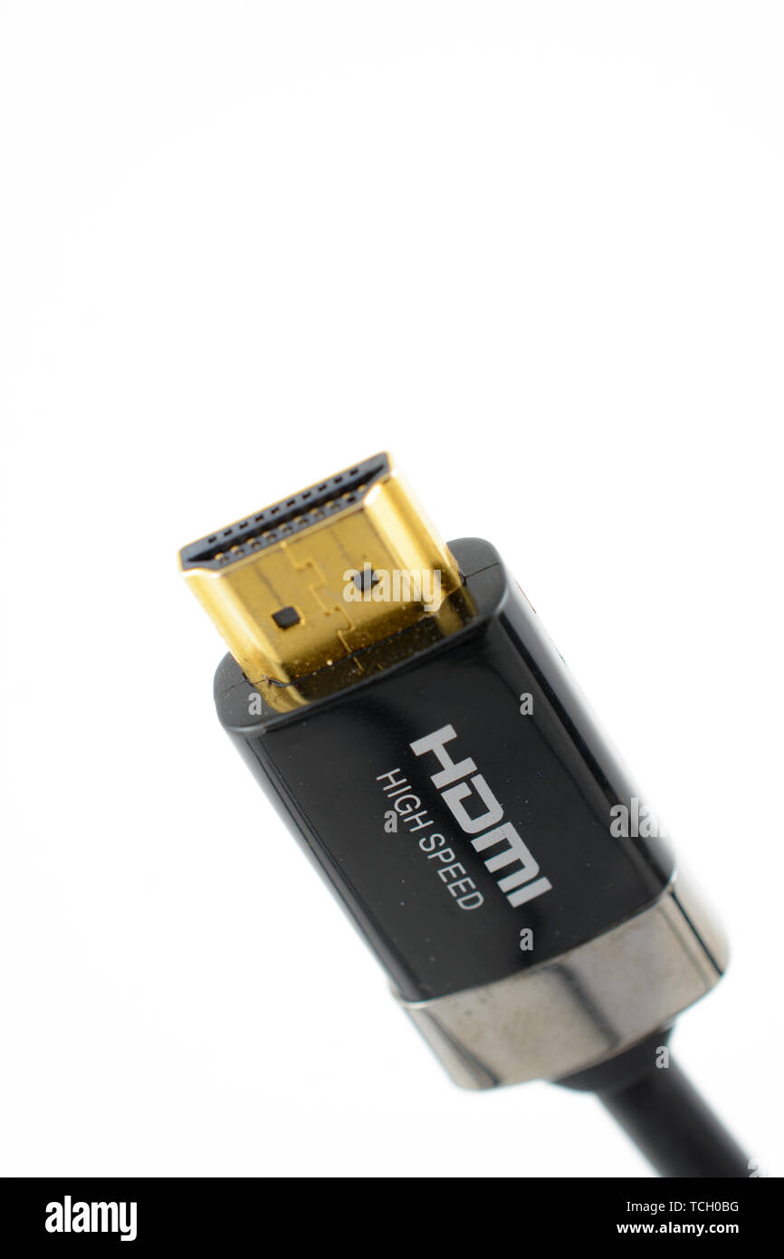 Single HDMI cable with male end connector Stock Photo Alamy