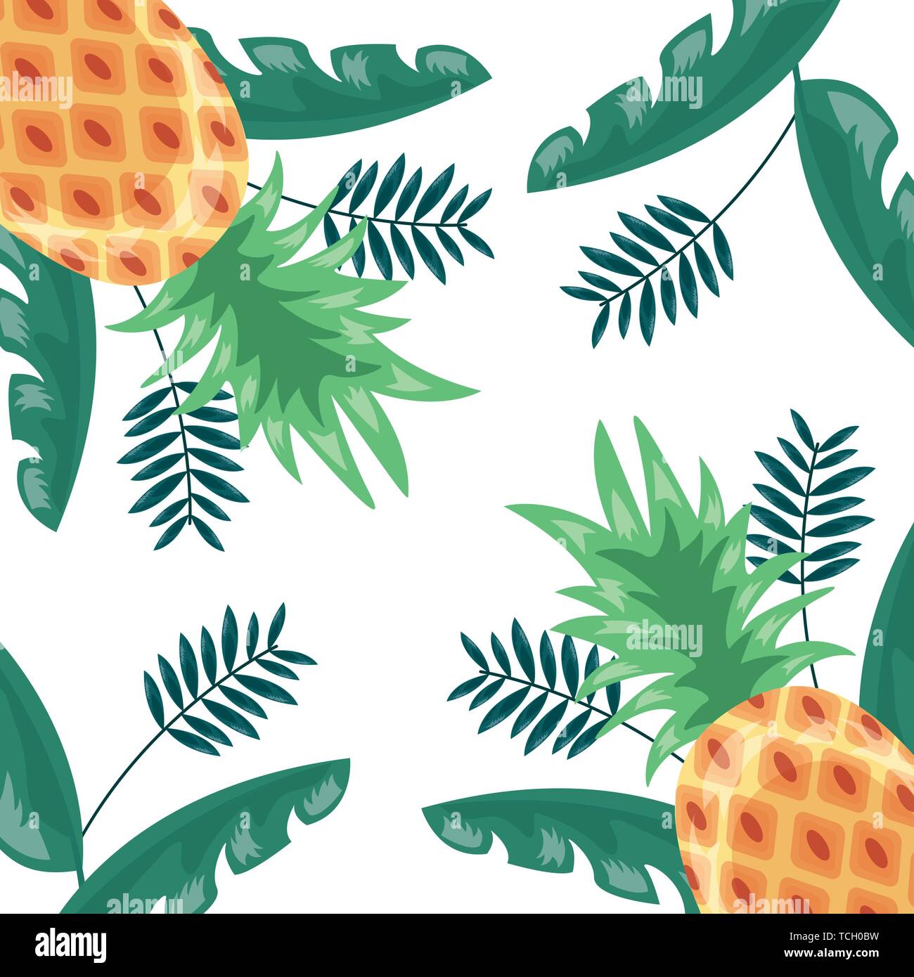 pineapple tropical fruits foliage background Stock Vector Image & Art ...