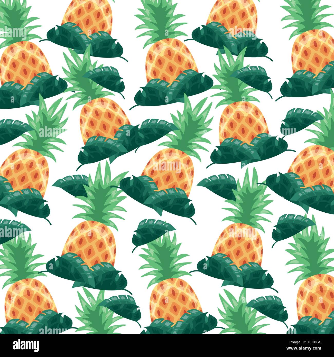 pineapple tropical fruits foliage background Stock Vector Image & Art ...