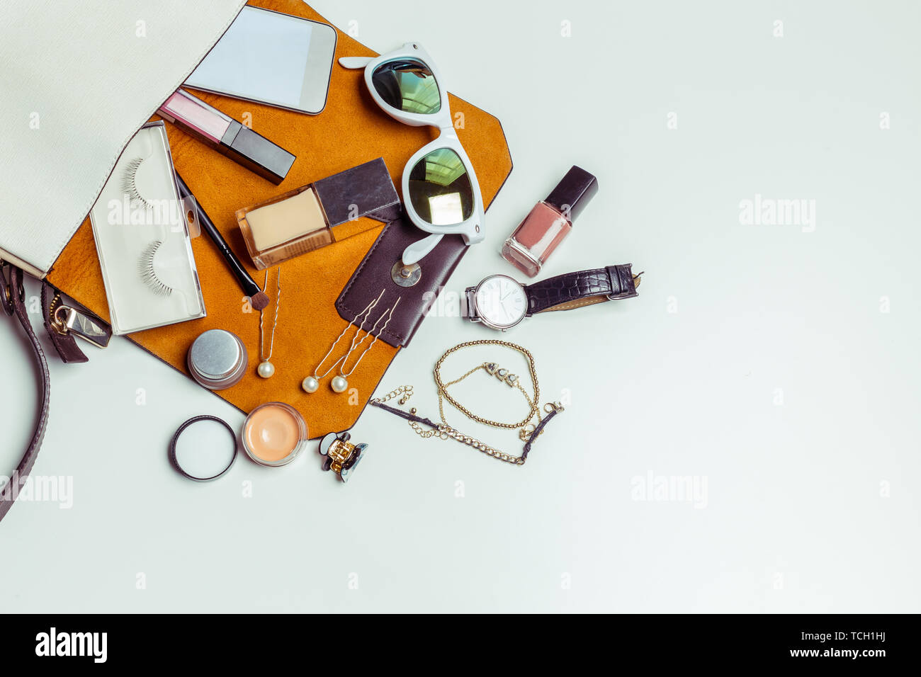 Woman's bag inside out Stock Photo Alamy