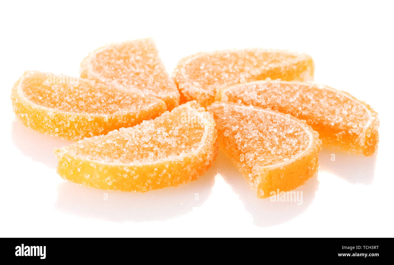 orange jelly candies isolated on white Stock Photo Alamy