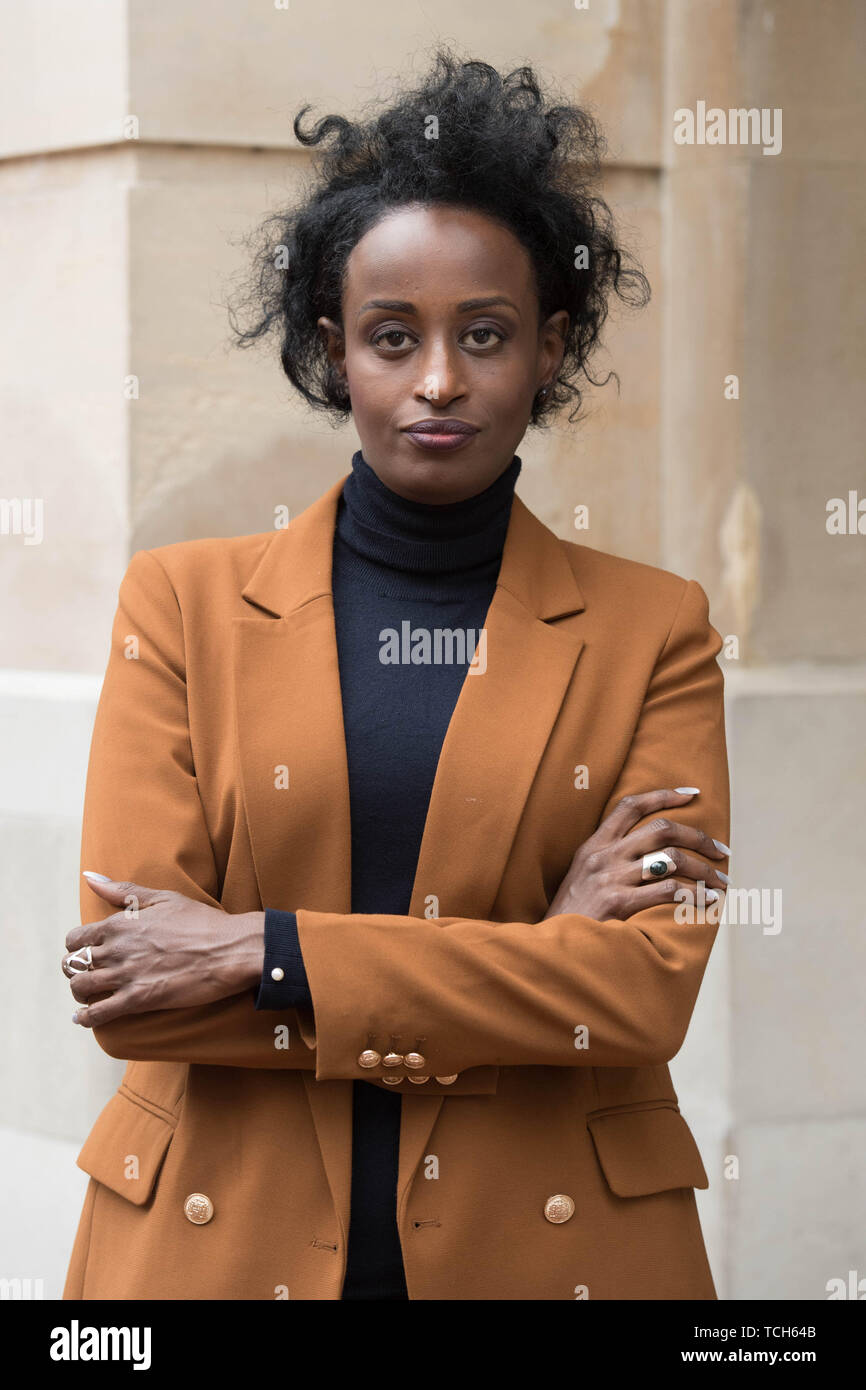 Leyla Hussein at Lancaster House in London, she has been awarded an OBE in the Queen's Birthday Honours List for services to tackling FGM and Gender Inequality. Stock Photo