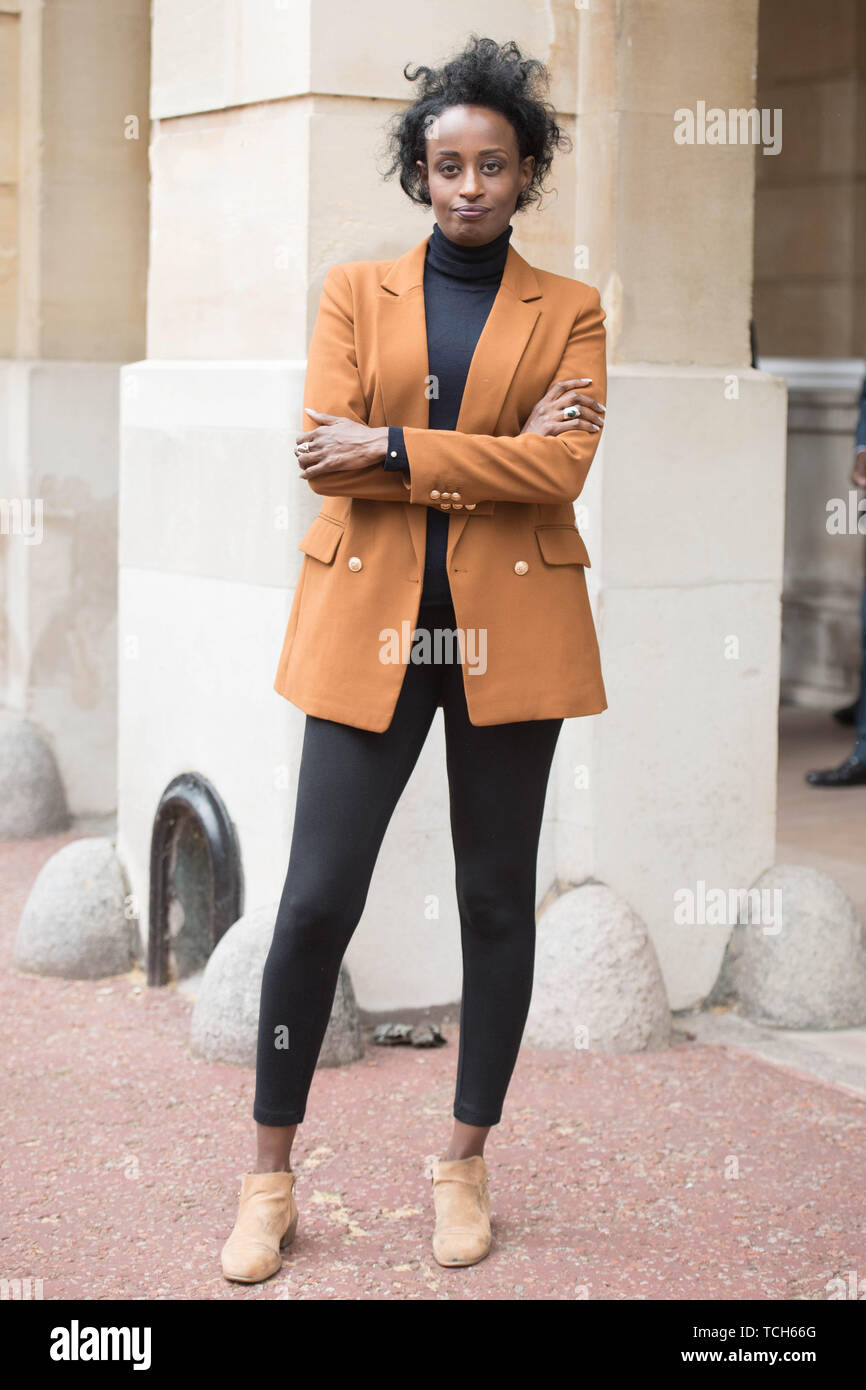 Leyla Hussein at Lancaster House in London, she has been awarded an OBE in the Queen's Birthday Honours List for services to tackling FGM and Gender Inequality. Stock Photo