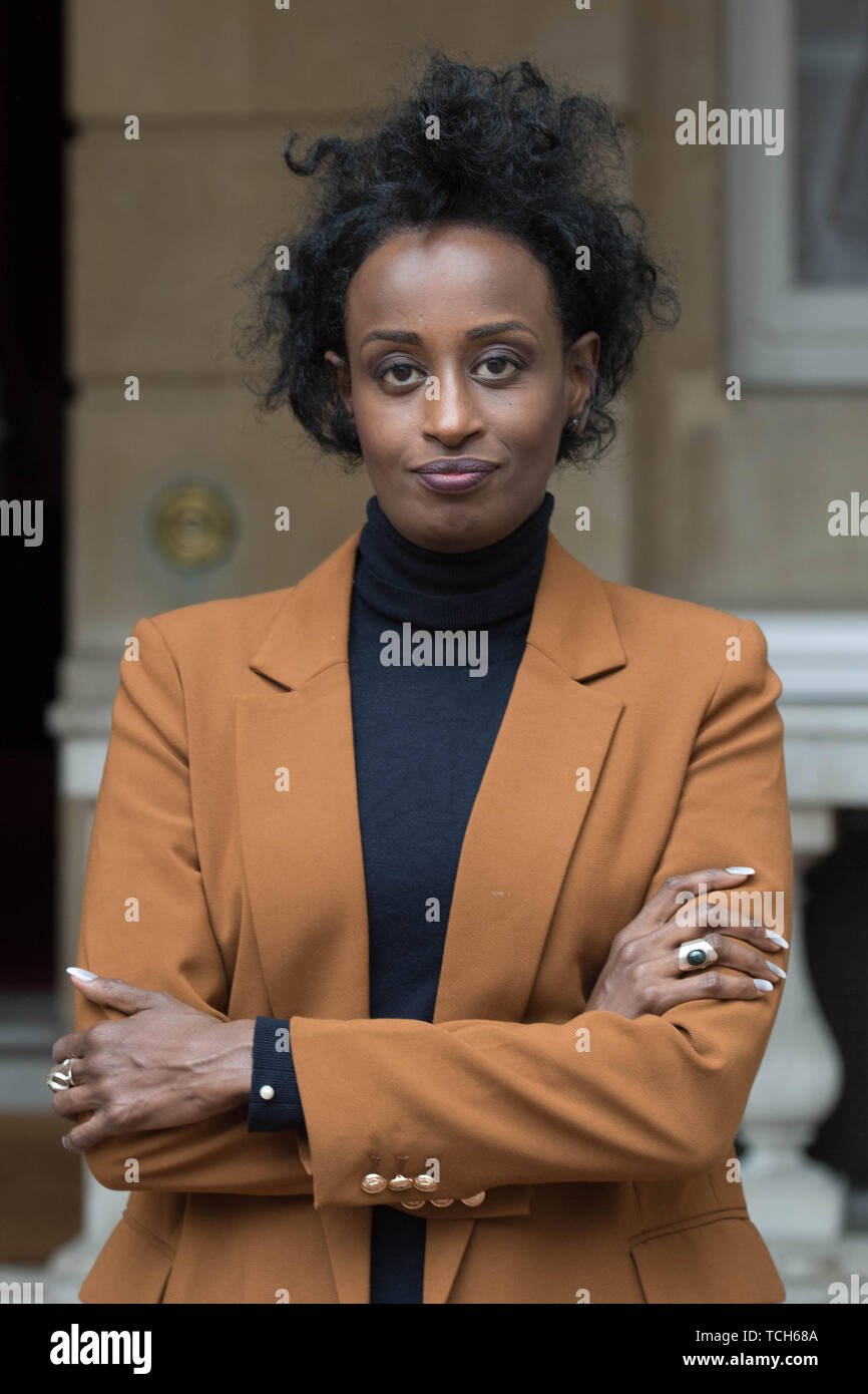 Leyla Hussein at Lancaster House in London, she has been awarded an OBE in the Queen's Birthday Honours List for services to tackling FGM and Gender Inequality. Stock Photo