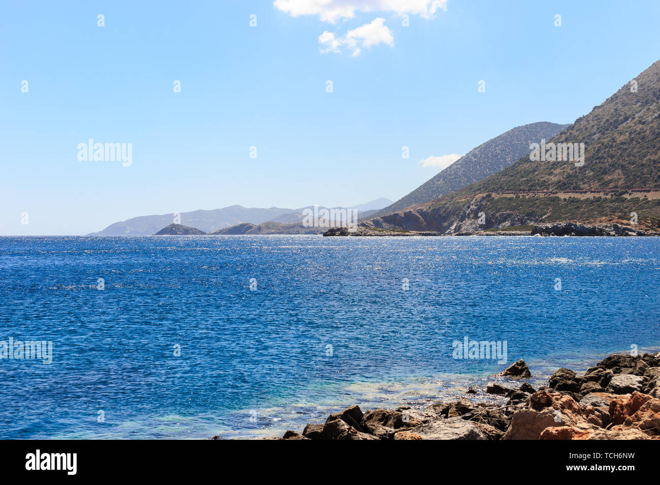 Mountains Bay in the Mediterranean Sea. Sunner vocation. Stock Photo