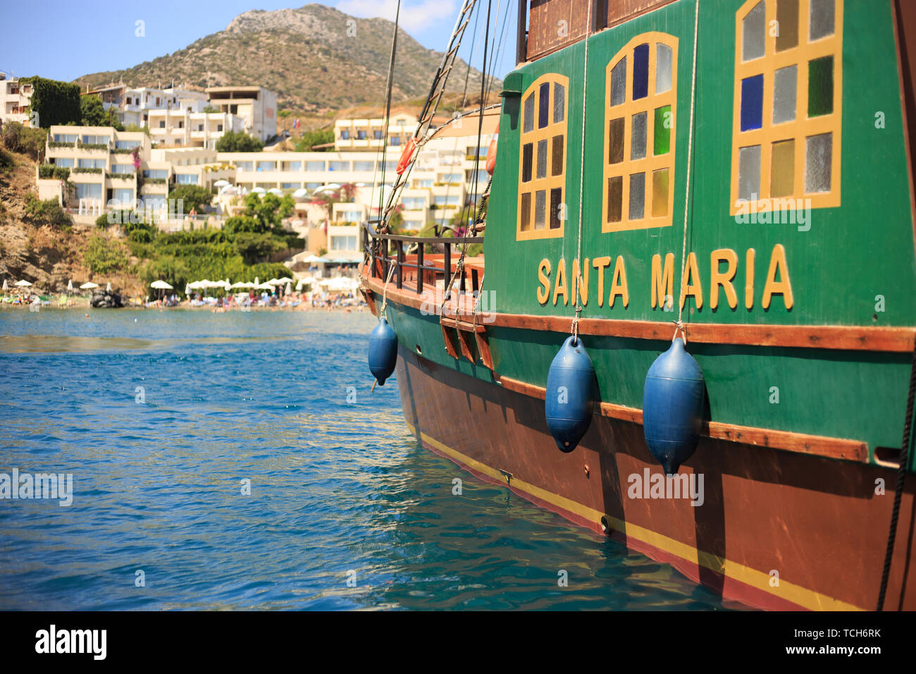 Tourist Pirate Ships In The Port Of Bali Greece Stock Photo Alamy