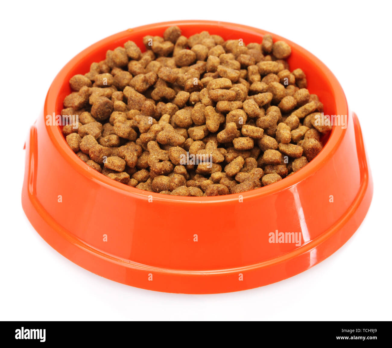 Cat food in bowl isolated on white Stock Photo Alamy
