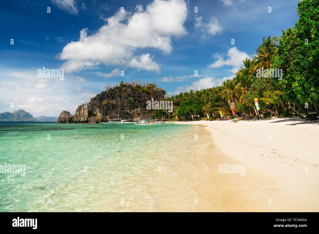 Papaya beach with white sand in El Nido bay, Palawan, Philippines Stock Photo