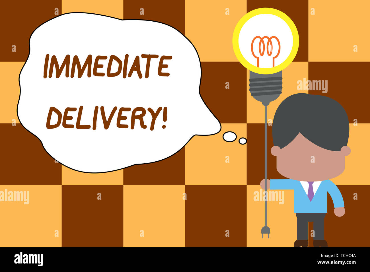 Conceptual hand writing showing Immediate Delivery. Concept meaning Send it Now Custom Procedure to dispose Promptly Standing man tie holding plug soc Stock Photo - Alamy Conceptual hand writing showing Immediate Delivery. Concept meaning Send it Now Custom Procedure to dispose Promptly Standing man tie holding plug soc Stock Photo - Alamy