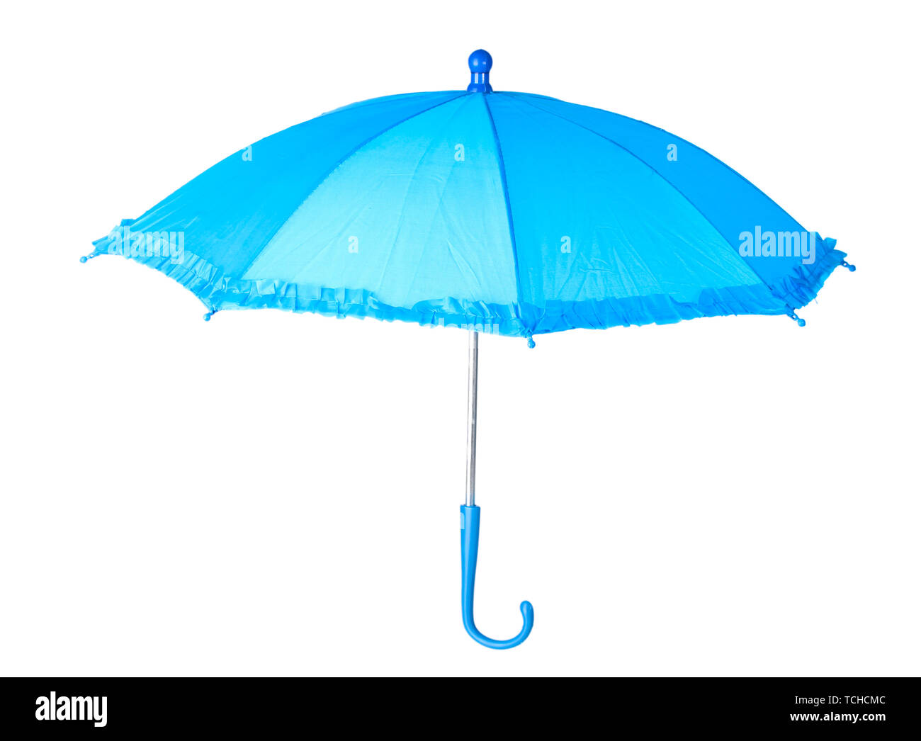 Blue umbrella isolated on white Stock Photo Alamy