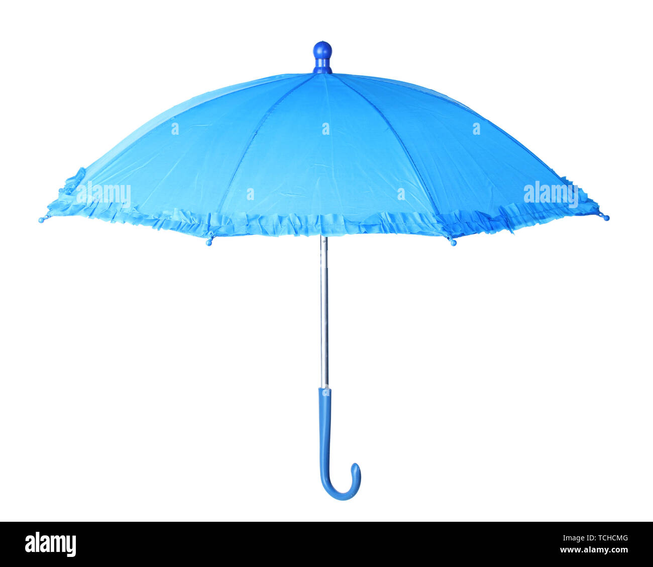 Blue umbrella isolated on white Stock Photo Alamy
