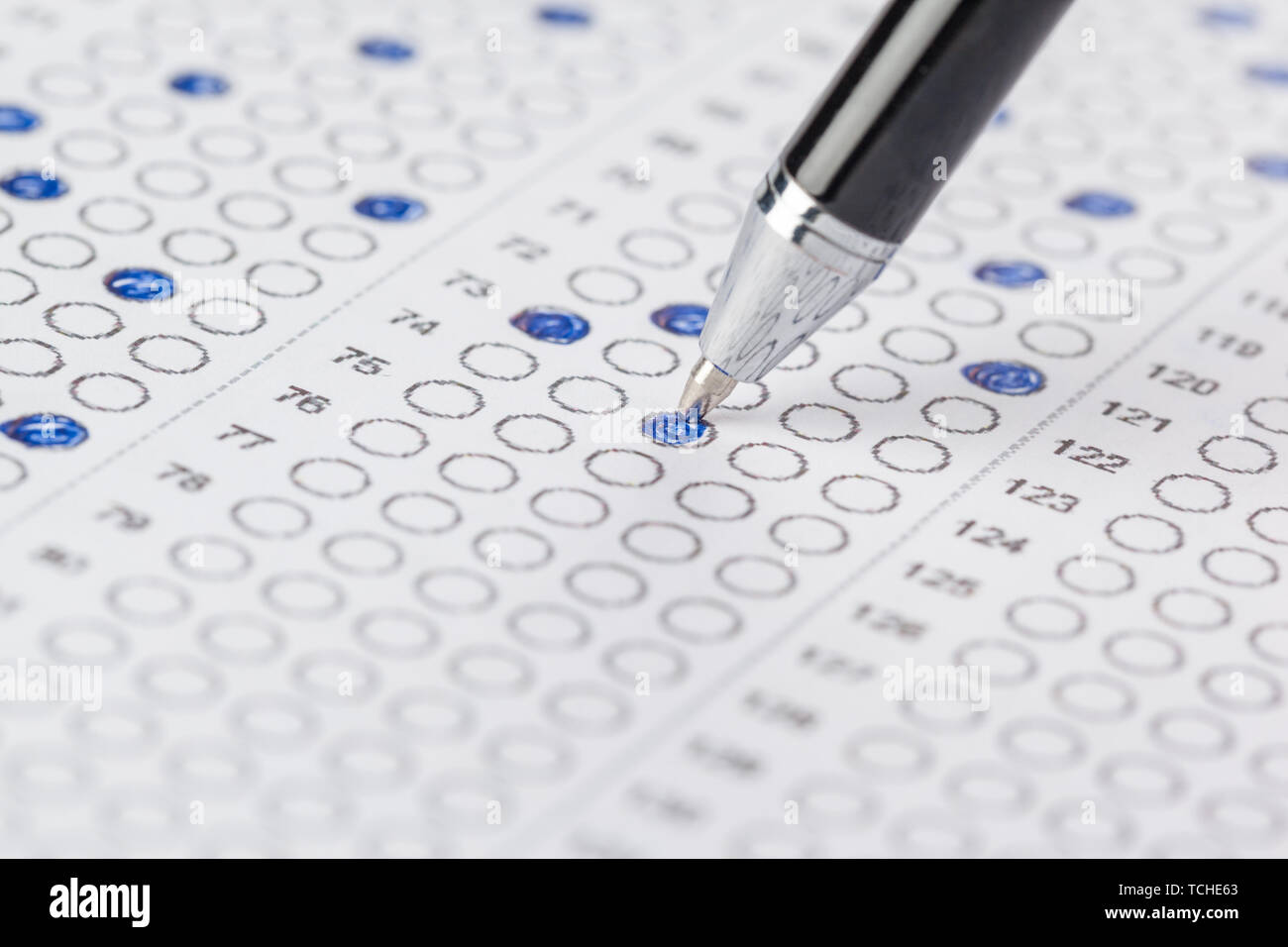 Test score sheet with answers Stock Photo - Alamy