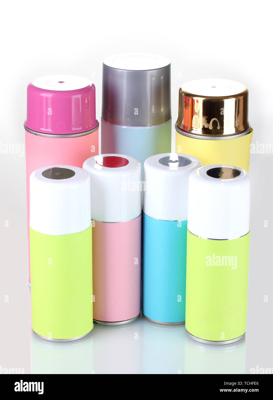 aerosol cans isolated on white Stock Photo - Alamy
