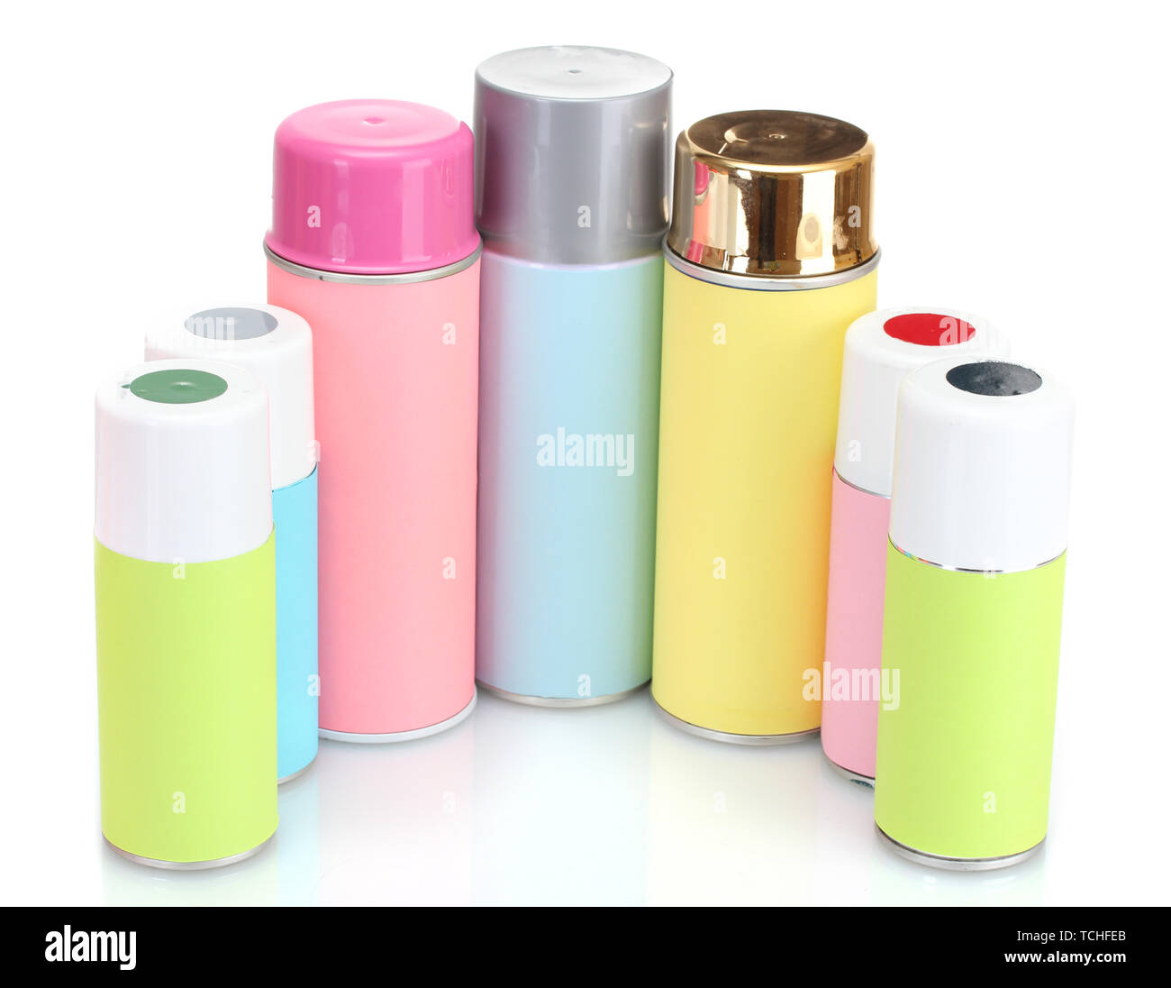 aerosol cans isolated on white Stock Photo - Alamy