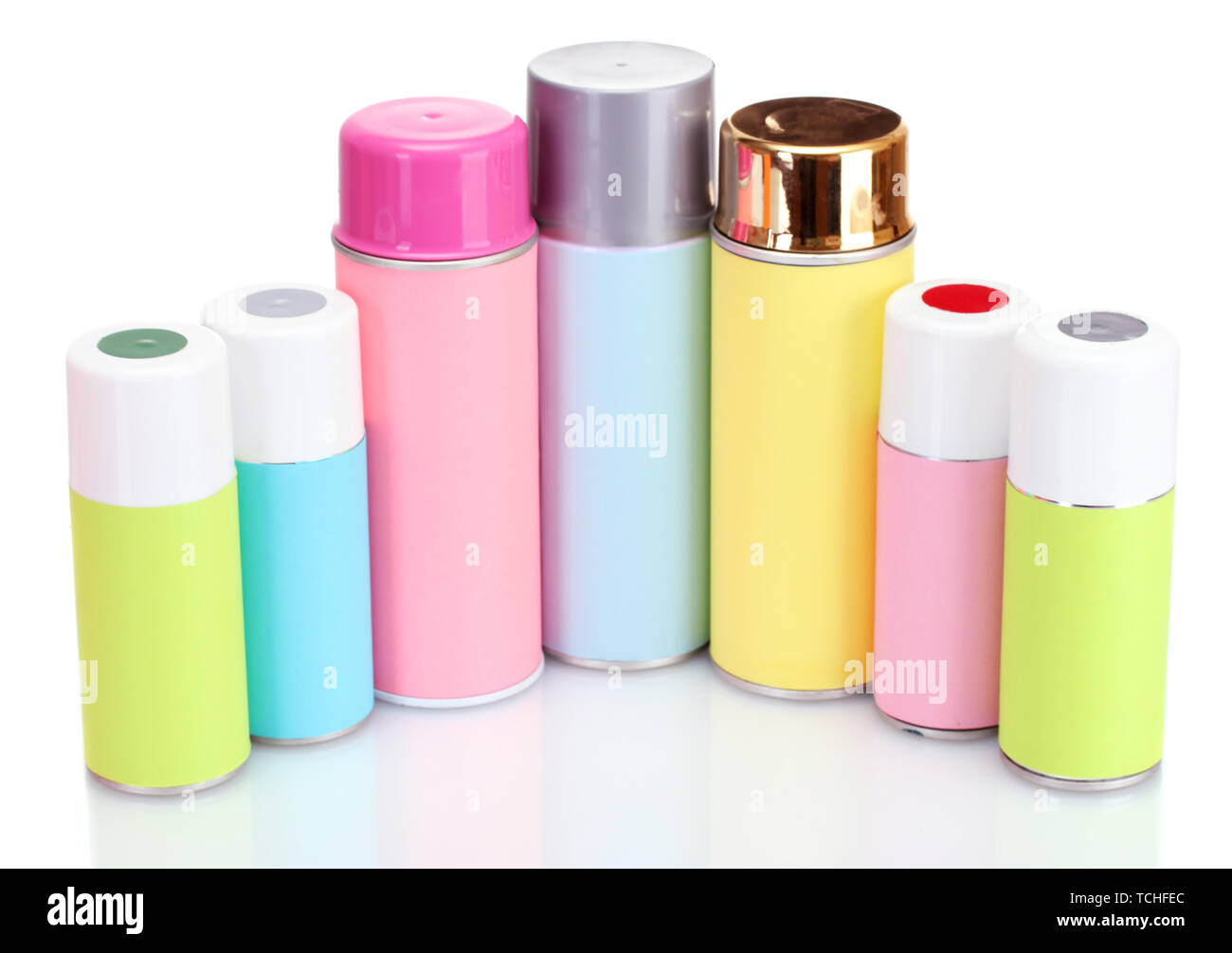 aerosol cans isolated on white Stock Photo - Alamy
