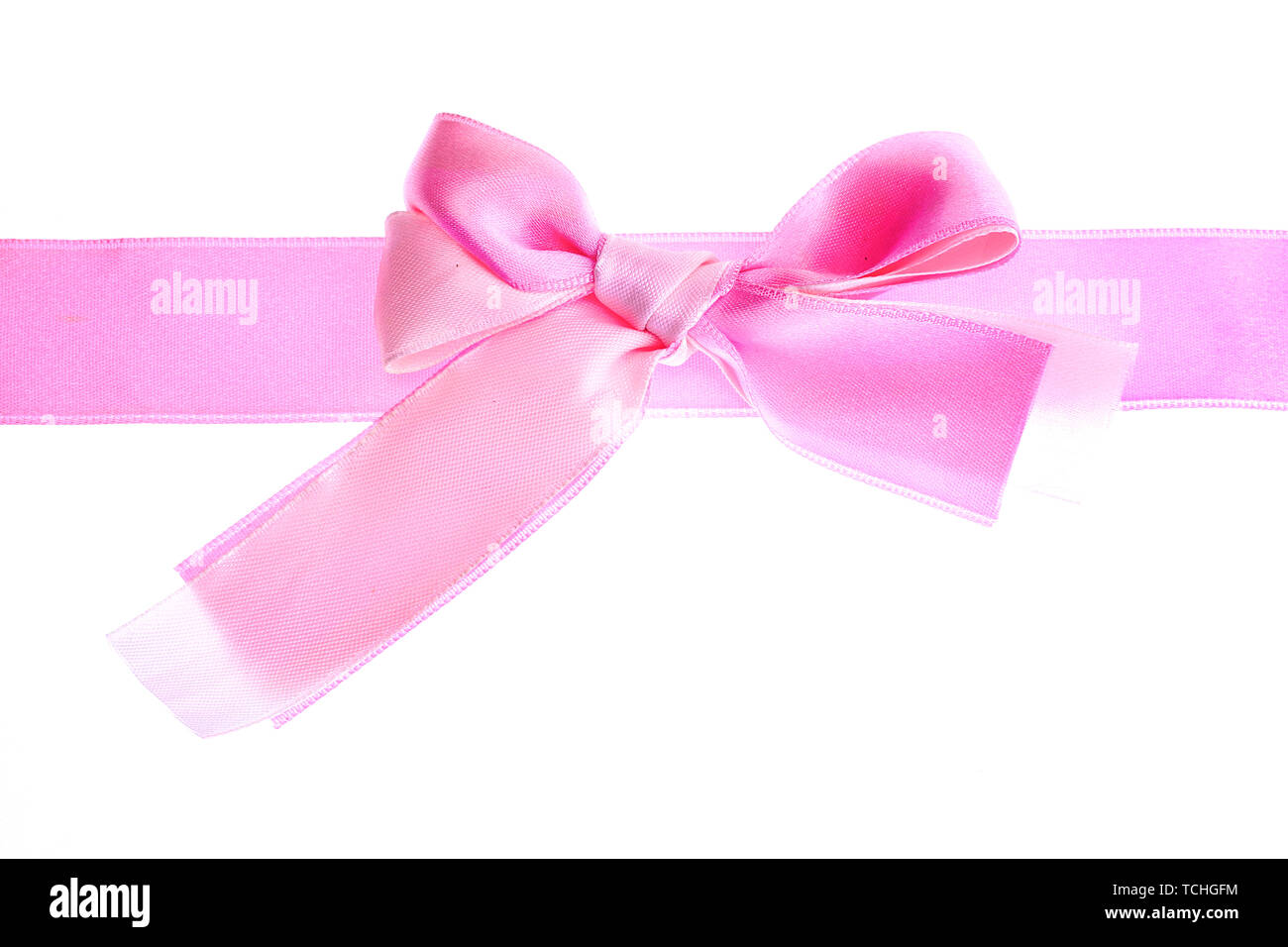 beautiful pink satin bow and ribbon isolated on white Stock Photo - Alamy
