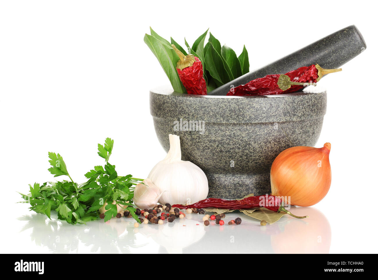 Set of ingredients and spice for cooking isolated on white Stock Photo ...