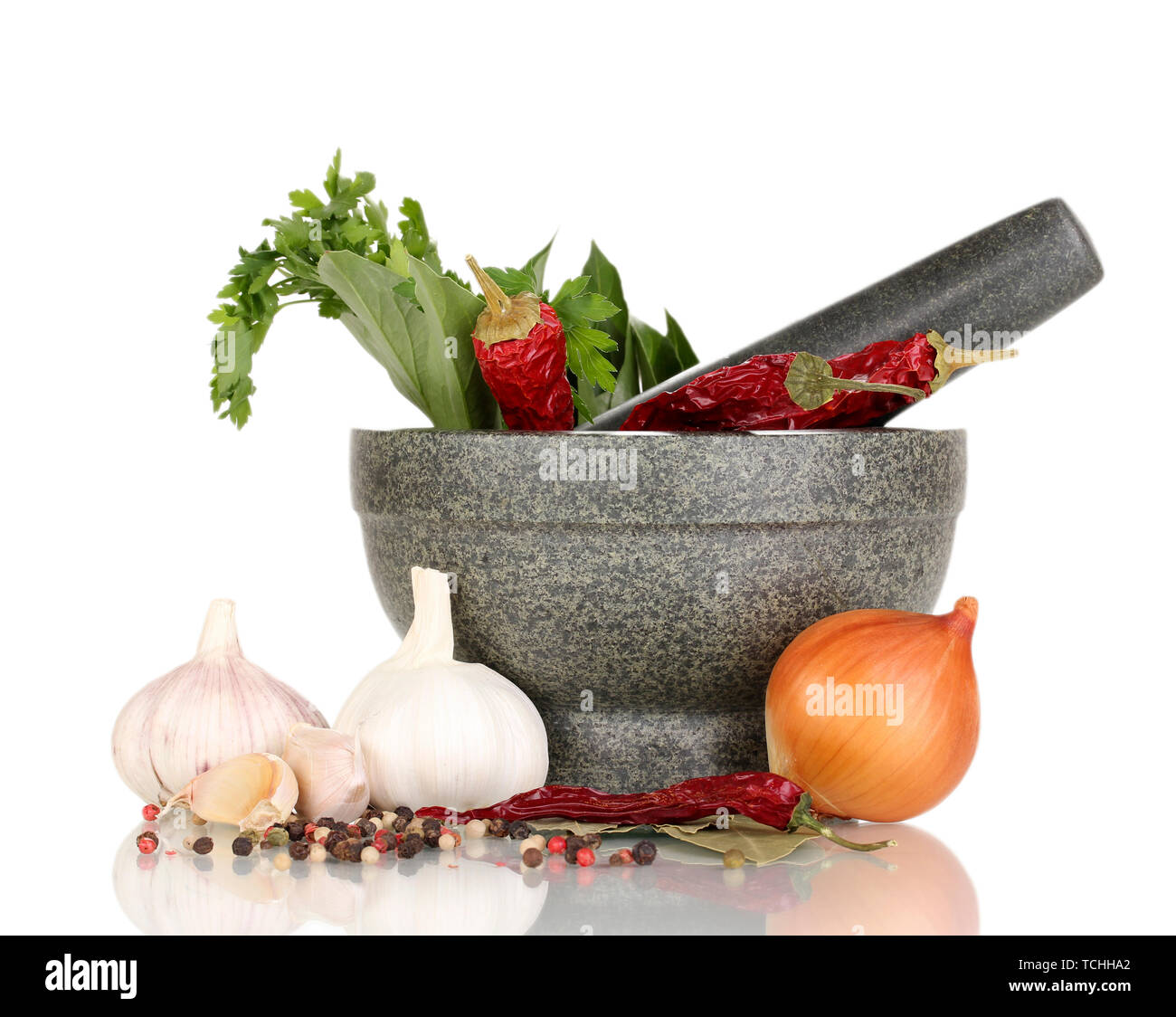 Set of ingredients and spice for cooking isolated on white Stock Photo ...