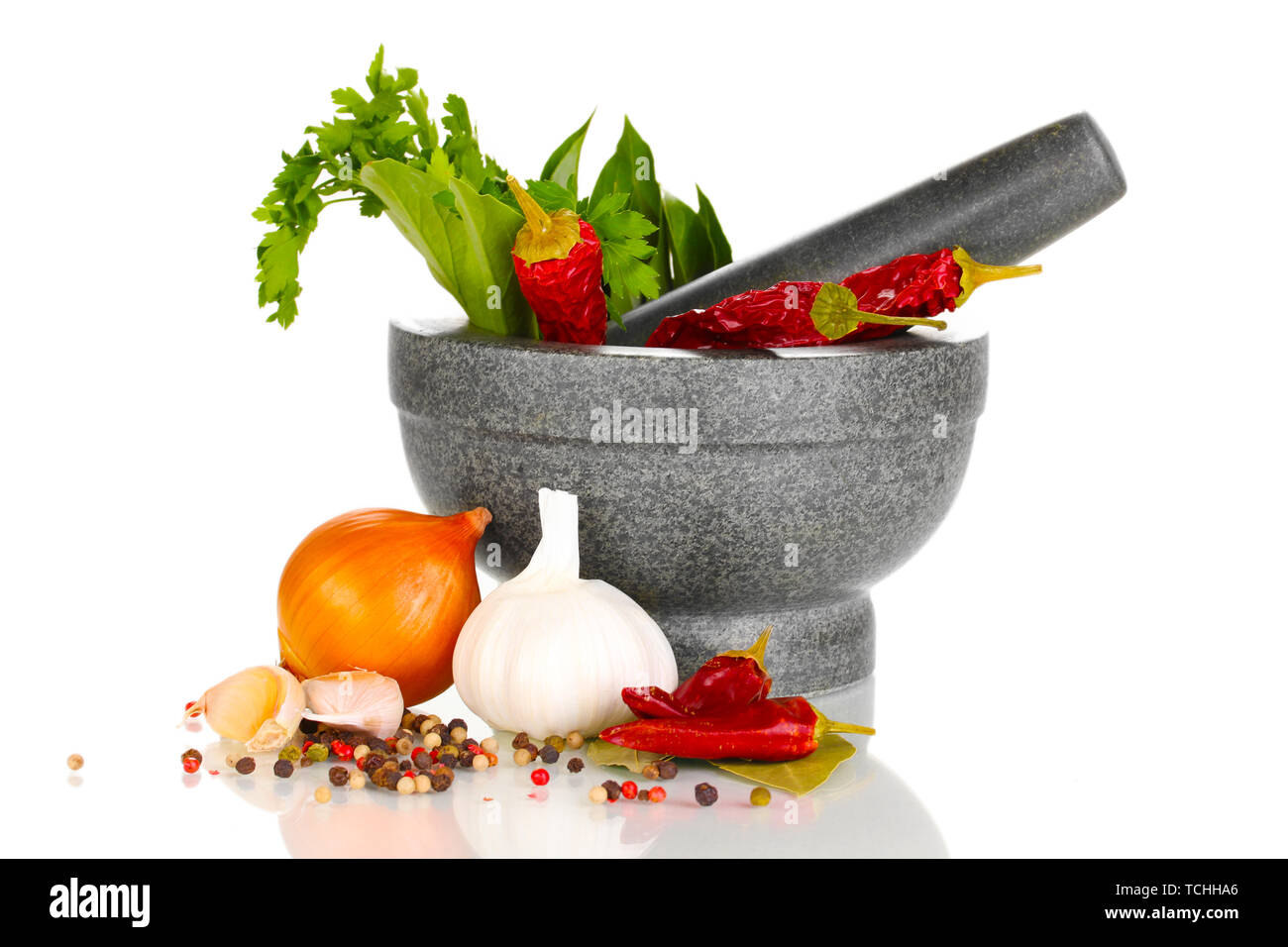 Set of ingredients and spice for cooking isolated on white Stock Photo ...