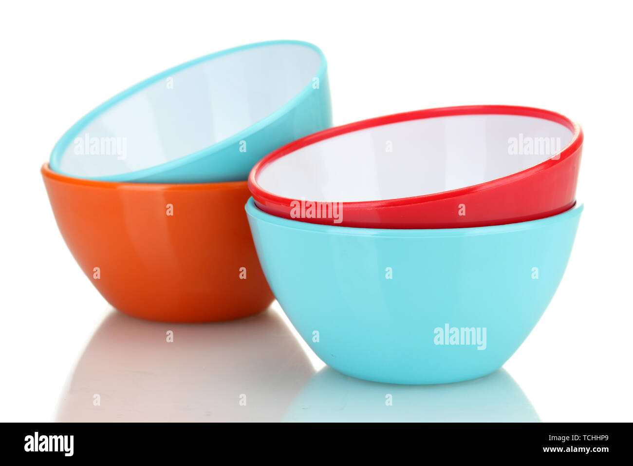 bright empty bowls isolated on white Stock Photo Alamy