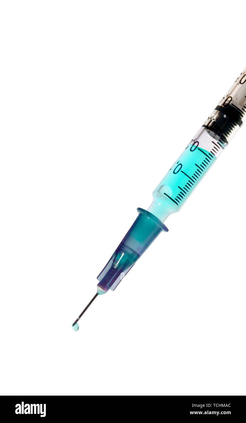 Hypodermic syringe filled with colourful liquid Stock Photo Alamy