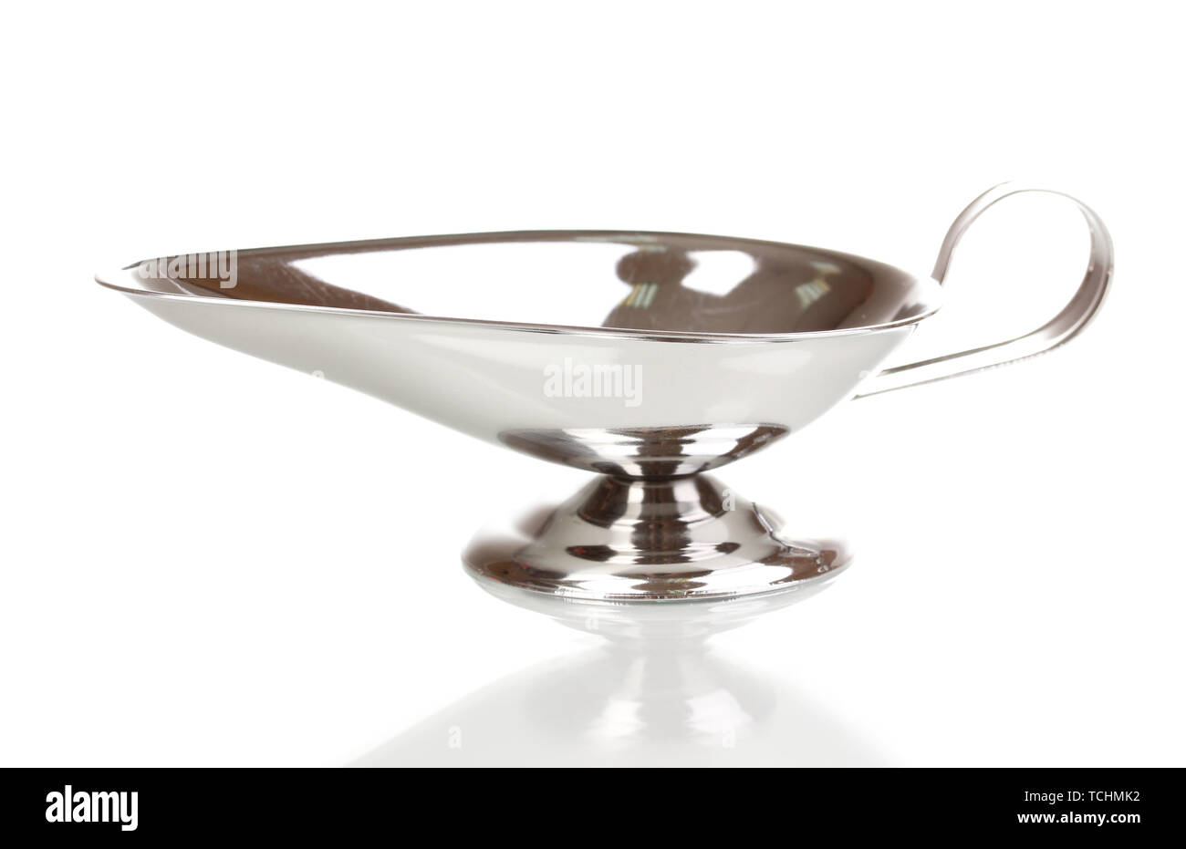 Silver gravy boat isolated on white Stock Photo