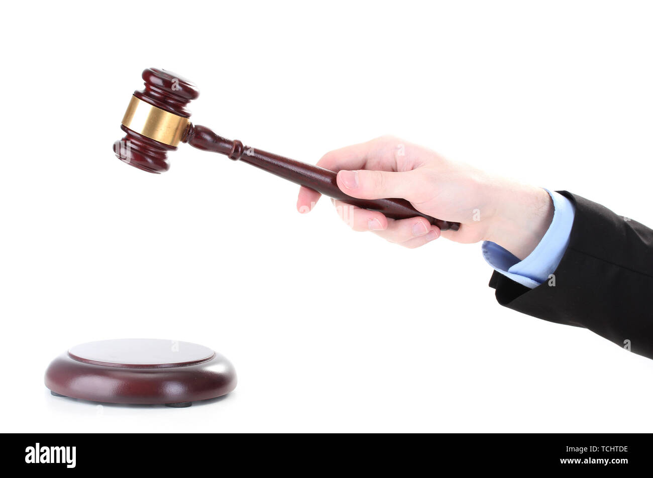 People Using Gavel wooden gavel in hand isolated on white Stock Photo - Alamy
