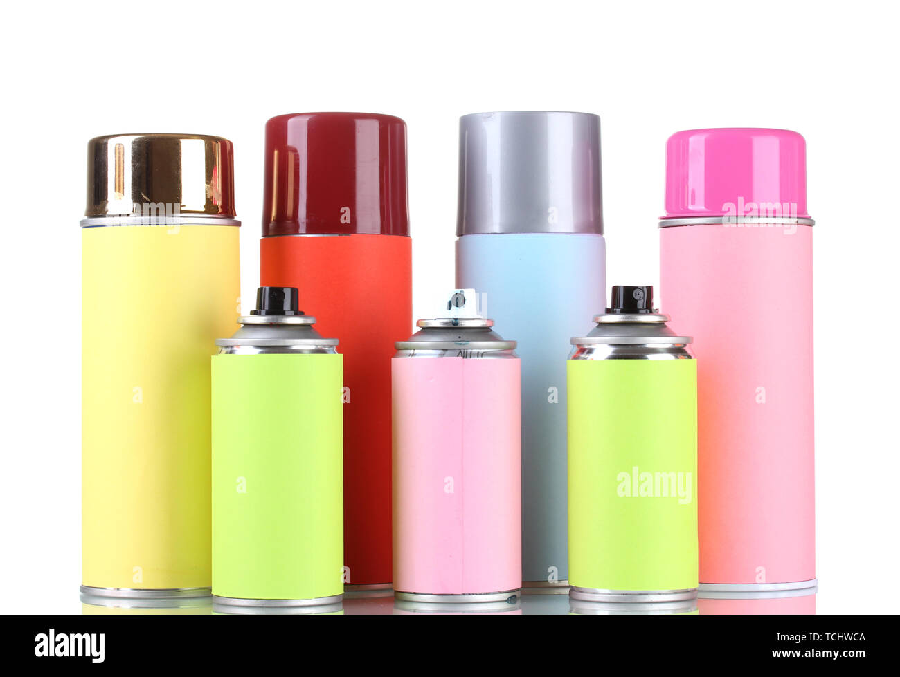aerosol cans isolated on white Stock Photo - Alamy
