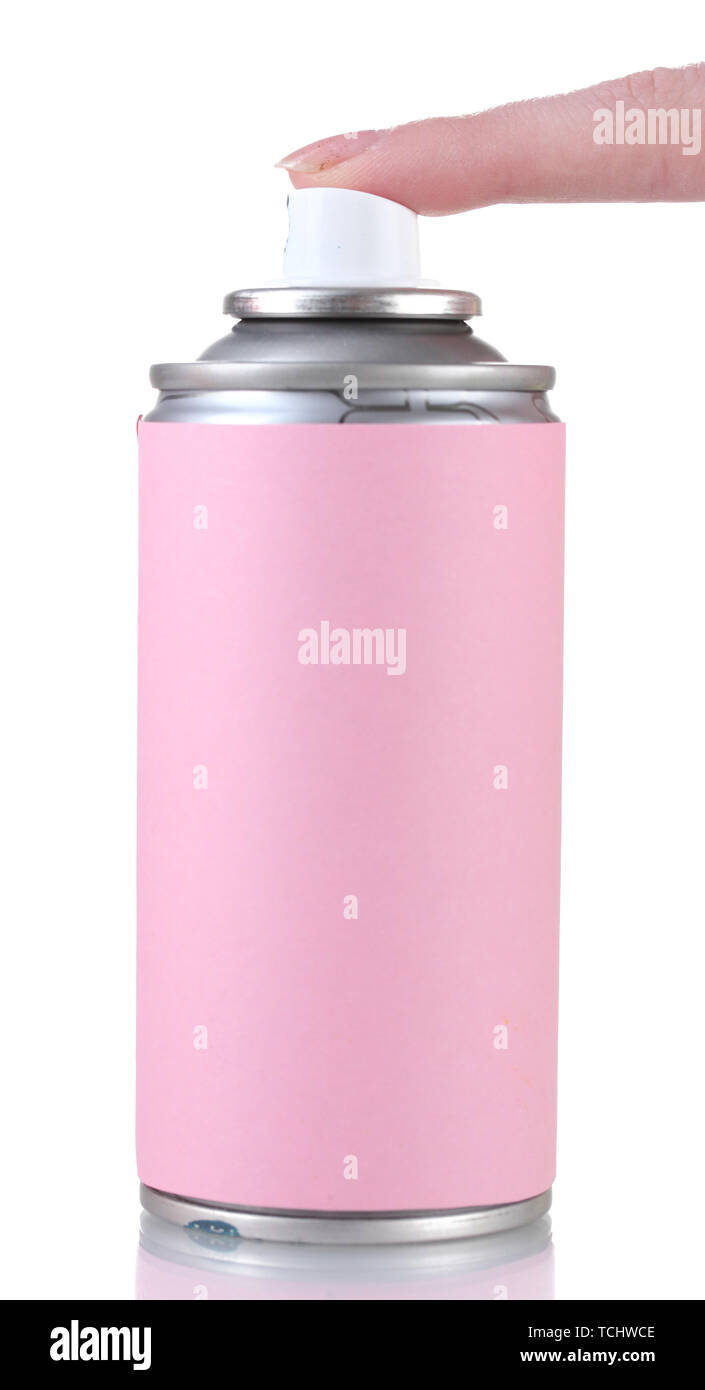 spraying an aerosol can isolated on white Stock Photo Alamy