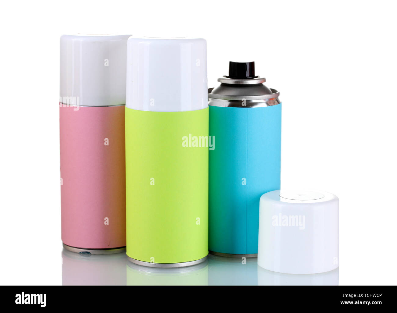 aerosol cans isolated on white Stock Photo - Alamy