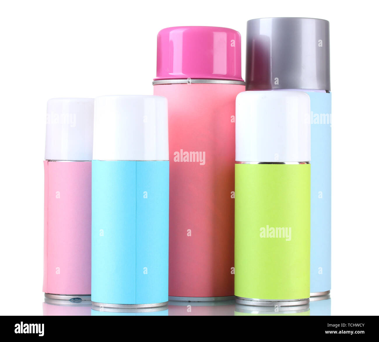 aerosol cans isolated on white Stock Photo - Alamy