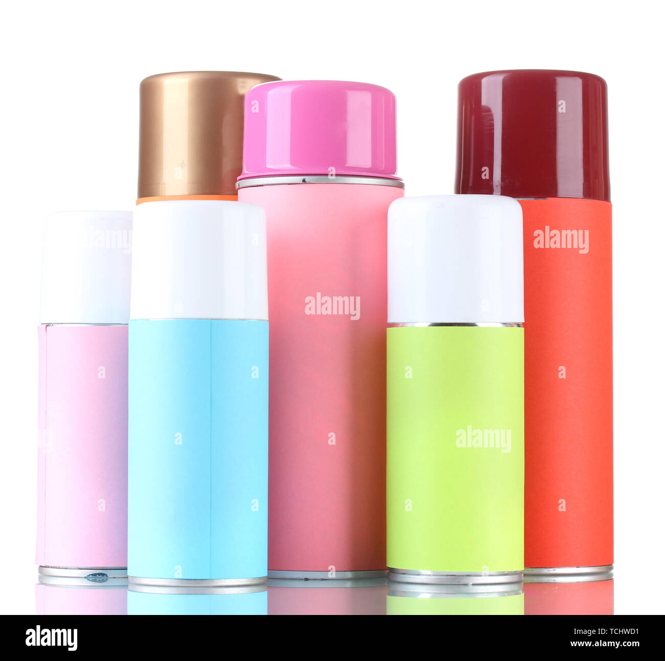 aerosol cans isolated on white Stock Photo - Alamy