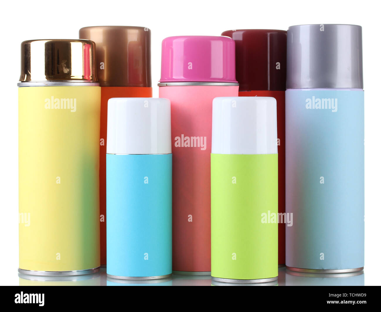 aerosol cans isolated on white Stock Photo - Alamy