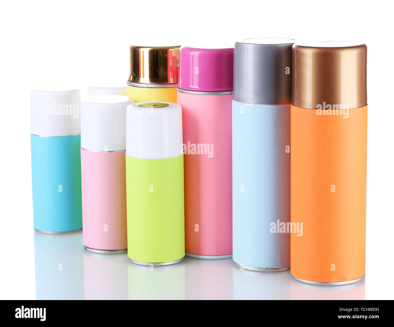 aerosol cans isolated on white Stock Photo - Alamy