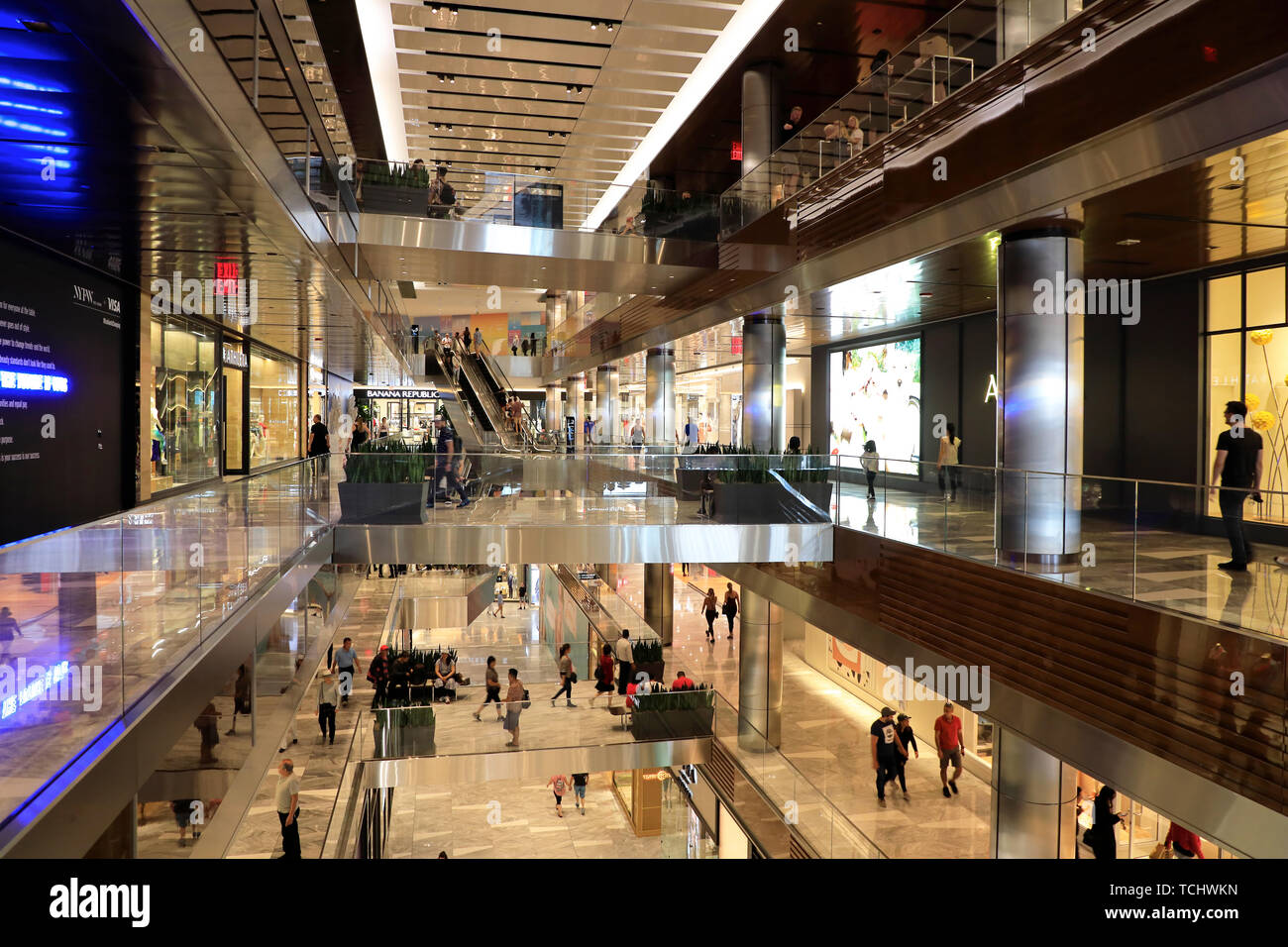 Interior view of Hudson Yards shopping mall.Midtown Manhattan.New York City.USA Stock Photo