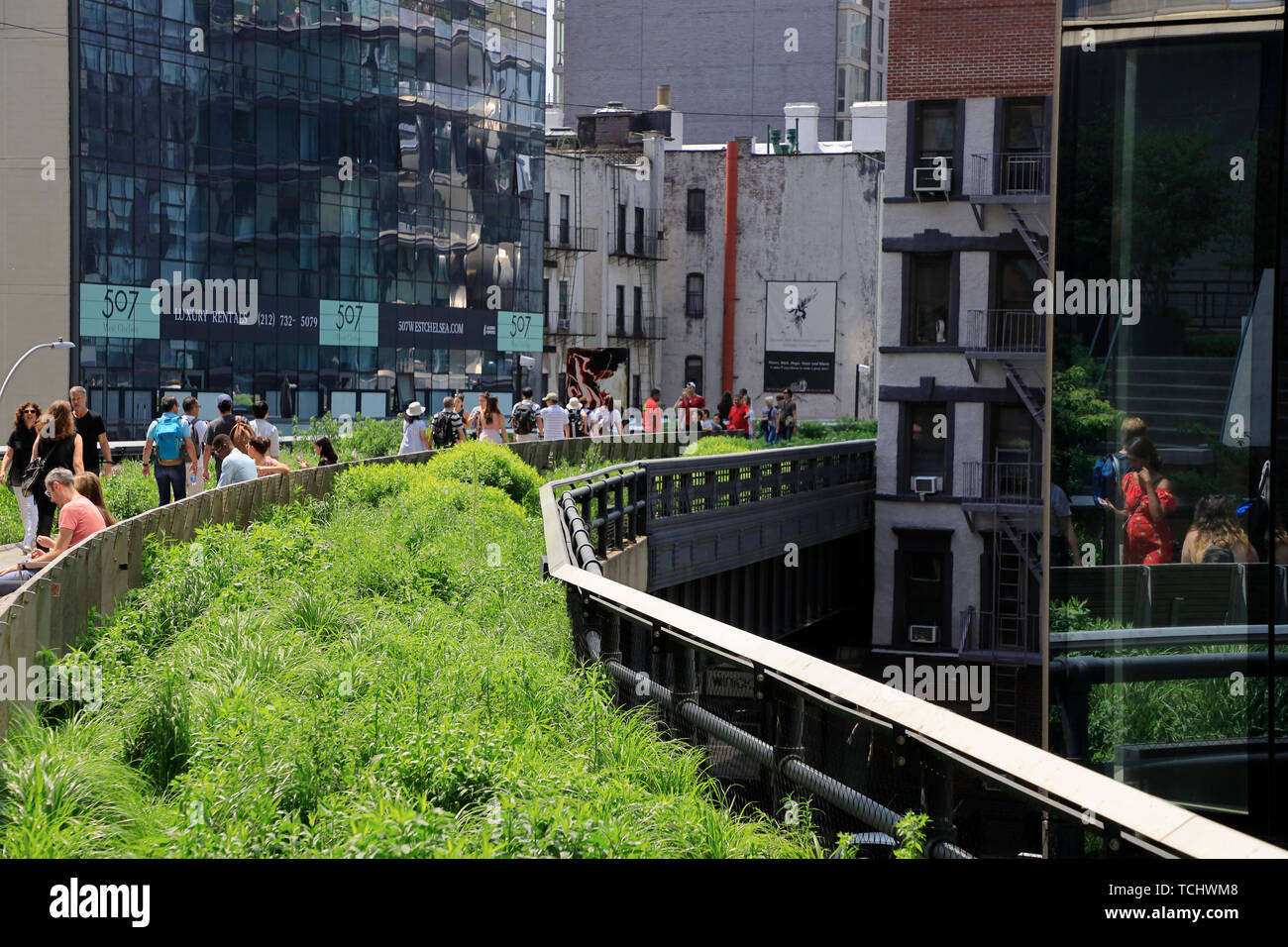 The High Line Park with visitors.Manhattan. New York City.USA Stock