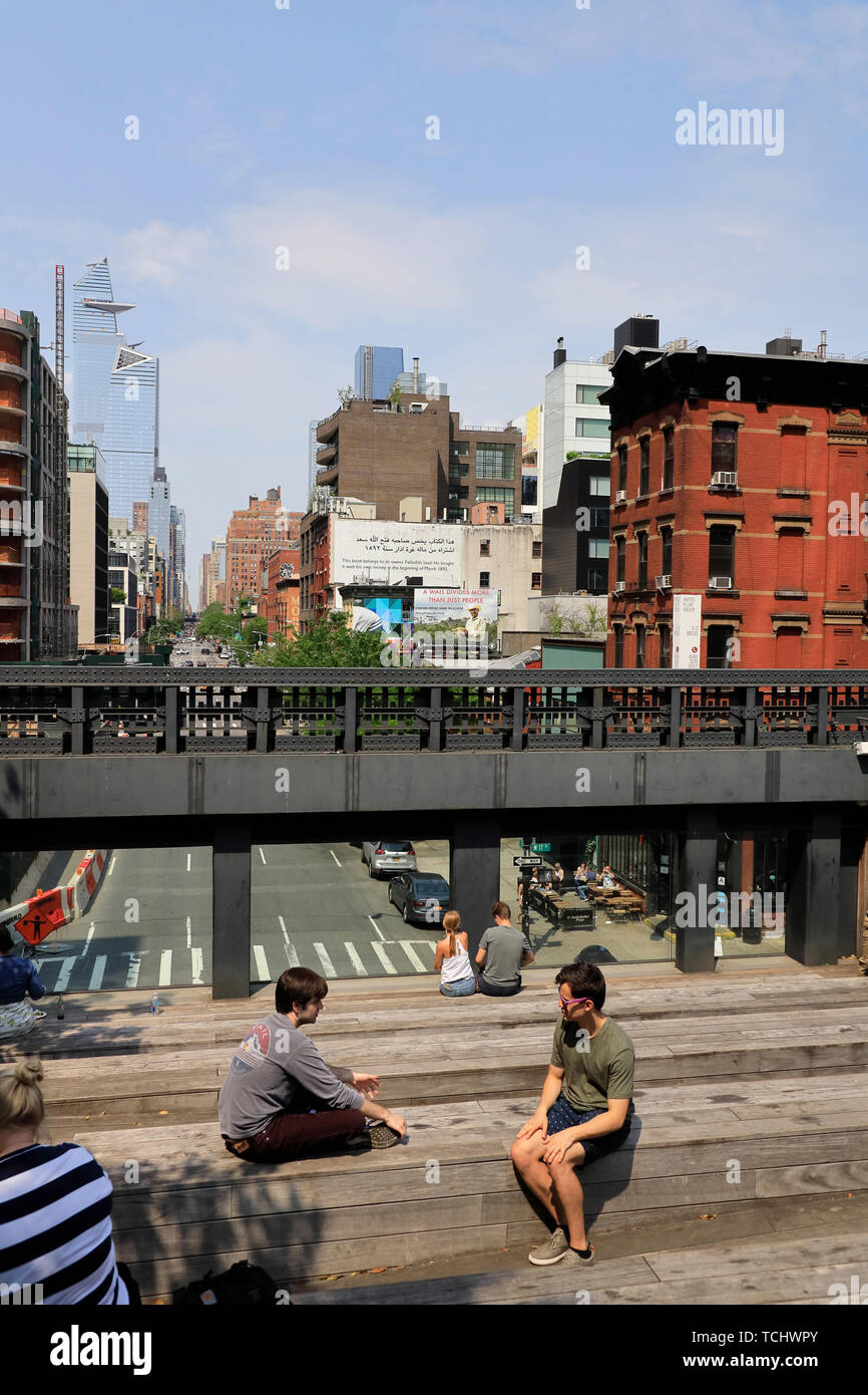 The High Line Park with visitors.Manhattan. New York City.USA Stock ...